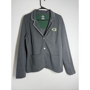 Majestic Fan Fashion Green Bay Packers NFL Gray 2 Button Blazer Women’s Size XL